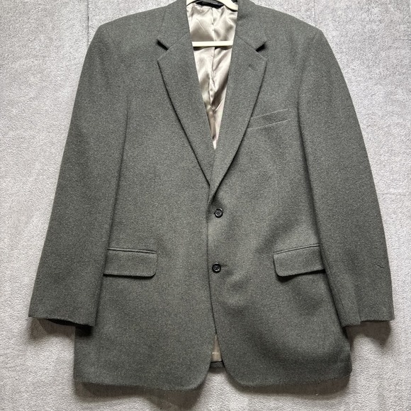 Jos A Bank 100% Camel Blazer Mens 43L Gray Sport Coat Office Classic 2‎ Button